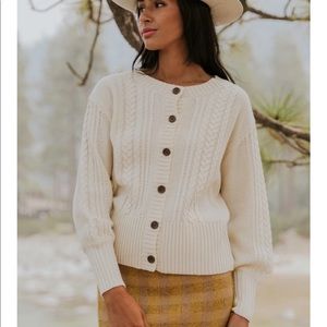 Roolee Ivory Knit Button Cardigan